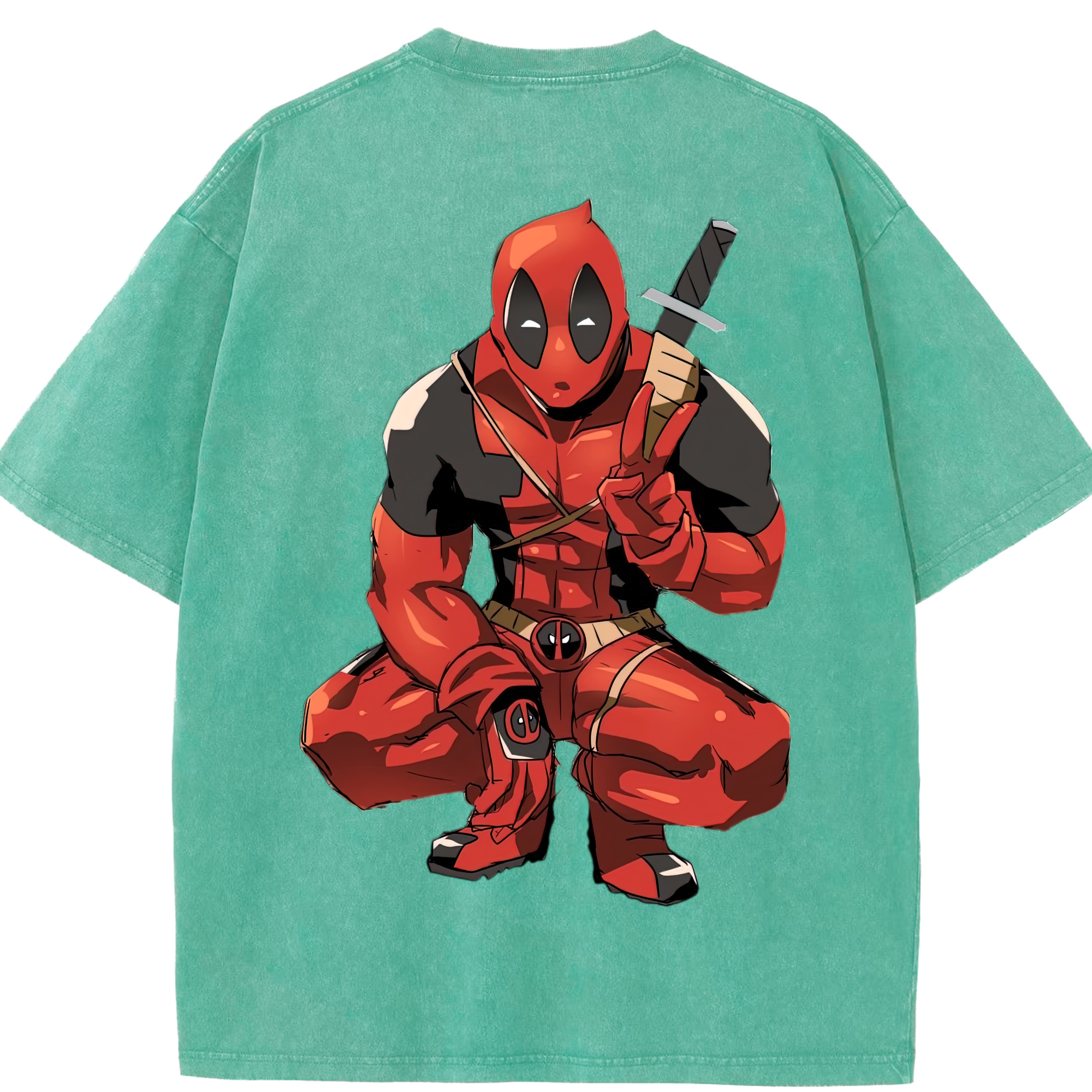 （画像用） Deadpool デッドプール 綿100% ヴィンテージ風 半袖Tシャツ（背面プリント）